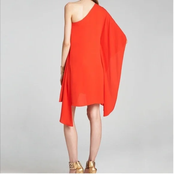 BCBGMAXAZRIA Alana One-Shoulder Bright Red Flowy Dress Sz S - Picture 2 of 5